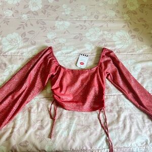 Red so fetch glitz top